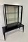 Italian Art Deco Black Lacquered and Cream Velvet Vitrine, 1940s 4