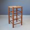 Vintage High Stools in Wood and Rush, 1970s, Set of 2 5