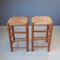 Vintage High Stools in Wood and Rush, 1970s, Set of 2 1