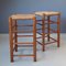 Vintage High Stools in Wood and Rush, 1970s, Set of 2 2