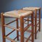 Vintage High Stools in Wood and Rush, 1970s, Set of 2 3