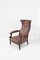 Antiker französischer Sessel aus Holz & Leder 1