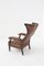 Antiker französischer Sessel aus Holz & Leder 7