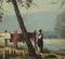 Louis Rheiner, L'étendage au bord du lac, Oil on Wood, Framed 2