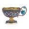 19th Century Imperial Russian Silver-Gilt & Enamel Cup on Saucer, 1890s, Set of 2 3