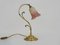 Lampada Art Nouveau a collo di cigno con snodo sferico in ottone e vetro, anni '60, Immagine 1