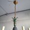 Lámpara de araña de latón con detalles de follaje y piña, años 70, Imagen 2