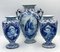 Antike deutsche blaue Fayence Vasen von Delft Bonnie, 1890er, 3er Set 1