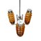 Tall Mid-Century Modern Chandelier in Amber Brown Glass and Chrome, 1970s 5