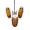 Tall Mid-Century Modern Chandelier in Amber Brown Glass and Chrome, 1970s, Image 5