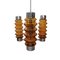 Tall Mid-Century Modern Chandelier in Amber Brown Glass and Chrome, 1970s 4