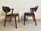 Teak & Leather Cover Model 42 Dining Chairs by Kai Kristiansen for Schou Andersen, 1960s, Set of 2 10