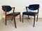 Teak & Leather Cover Model 42 Dining Chairs by Kai Kristiansen for Schou Andersen, 1960s, Set of 2 1