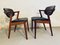 Teak & Leather Cover Model 42 Dining Chairs by Kai Kristiansen for Schou Andersen, 1960s, Set of 2, Image 4