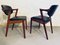 Teak & Leather Cover Model 42 Dining Chairs by Kai Kristiansen for Schou Andersen, 1960s, Set of 2 3
