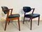 Teak & Leather Cover Model 42 Dining Chairs by Kai Kristiansen for Schou Andersen, 1960s, Set of 2 9