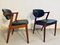 Teak & Leather Cover Model 42 Dining Chairs by Kai Kristiansen for Schou Andersen, 1960s, Set of 2, Image 9