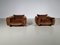 Lounge Chairs in Brown Velvet by Mario Marenco for Arflex, 1970s, Set of 2 1