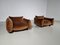 Lounge Chairs in Brown Velvet by Mario Marenco for Arflex, 1970s, Set of 2 3