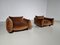 Lounge Chairs in Brown Velvet by Mario Marenco for Arflex, 1970s, Set of 2, Image 3