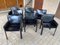 Brazilian Black Leather Armchairs, Set of 7, Image 4