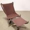 Italian Viking Chair with Ottoman in Leather, 1980s, Set of 2 9