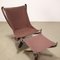 Italian Viking Chair with Ottoman in Leather, 1980s, Set of 2, Image 9