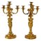 Vergoldete Bronze Kerzenhalter, Ende 19. Jh., 2er Set 1