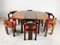 Vintage Brutalist Extendable Dining Table and Chairs, 1970s, Set of 7 10