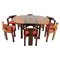 Vintage Brutalist Extendable Dining Table and Chairs, 1970s, Set of 7 1