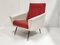 Vintage French Armchair in Bordeaux and White, 1950s, Image 17