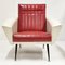 Vintage French Armchair in Bordeaux and White, 1950s, Image 1