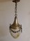 Antique Art Nouveau Ceiling Lamp in Glass & Brass, 1890s 1