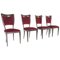 Vintage Walnut & Crimson Velvet Dining Chairs attributed to Paolo Buffa, Italy, Set of 4 1