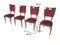 Vintage Walnut & Crimson Velvet Dining Chairs attributed to Paolo Buffa, Italy, Set of 4 7
