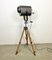 Vintage Grey Theatre Spotlight Floor Lamp on Wooden Tripod from Elektrosvit, 1970s 1