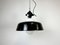 Industrial Black Enamel Ceiling Lamp with Glass Cover, 1950s 2
