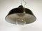 Lámpara de techo industrial de esmalte negro con cubierta de vidrio, años 50, Imagen 7