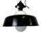 Industrial Black Enamel Ceiling Lamp with Glass Cover, 1950s, Image 1