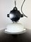 Industrial Black Enamel Ceiling Lamp with Glass Cover, 1950s, Image 3