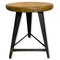 Bauhaus Industrial Stool with Wooden Seat 1