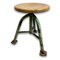 Industrial Iron Stool with Oak Seat, 1920s, Image 1