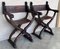 Antique Folding Scissor Chairs in Carved Walnut, 1850, Set of 2 2