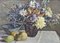 Fitger Hermann, Flower Vase with Fruit, 1946, Oil on Canvas, Framed 5