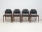 Chairs in Hardwood and Black Leather by Arne Vodder for Sibast, 1960s, Set of 4, Image 5