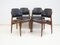 Chairs in Hardwood and Black Leather by Arne Vodder for Sibast, 1960s, Set of 4 1