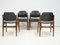 Chairs in Hardwood and Black Leather by Arne Vodder for Sibast, 1960s, Set of 4 4