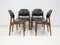 Chairs in Hardwood and Black Leather by Arne Vodder for Sibast, 1960s, Set of 4 2