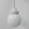 Lampe à Suspension Art Déco avec Boule en Verre Blanc, 1930s 3