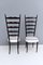 Ebonized Beech Chiavarine Chairs with White Upholstery, Italy, 1950s, Set of 2 3